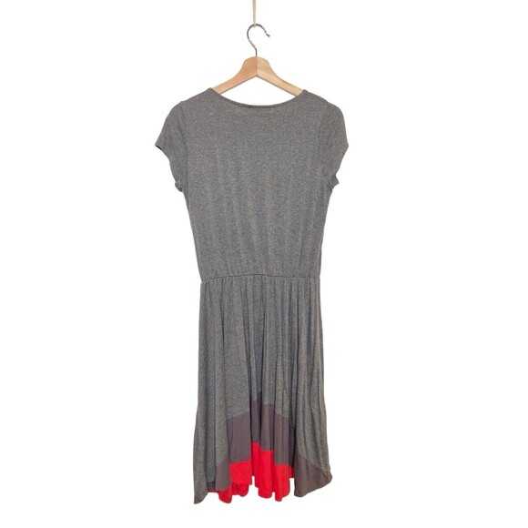 BODEN Napoli Elastic Waist Gray Red Scoop Neck Pleated Flare Dress Size 10L - Picture 2 of 13